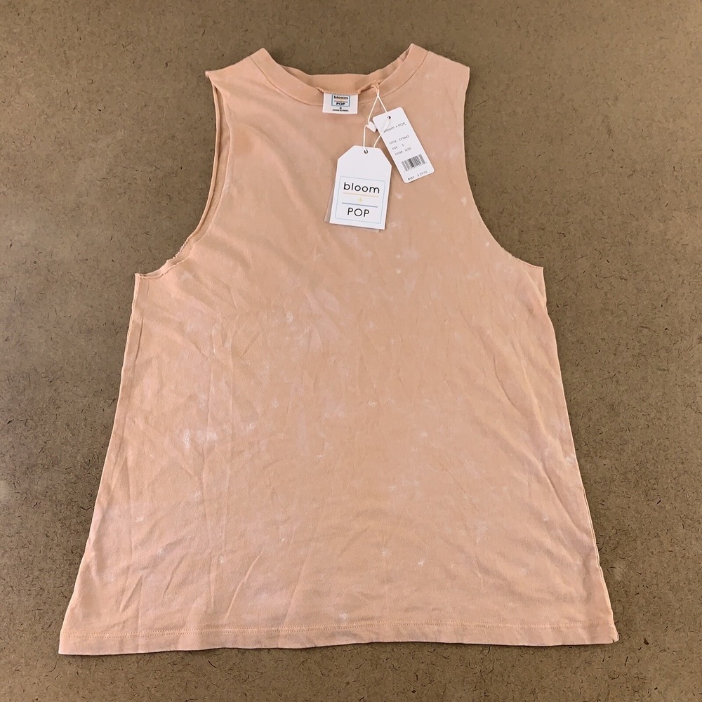 Bloom + Pop Women's Size Small Nude Washed Crew Neck Sleeveless Tank Top NWT